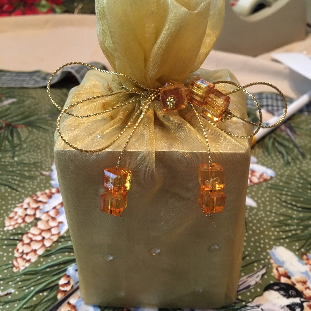 NWOT Blingy Gold Pillar Candle in Sheer Bag